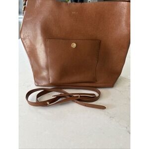 Lauren Ralph Lauren Newbury Pocket Hobo Handbag Satchel Brown Leather RLL